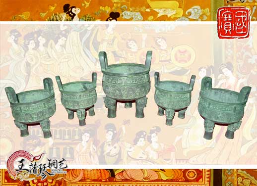 銅鼎，銅五鼎，中國鼎，佛像用鼎